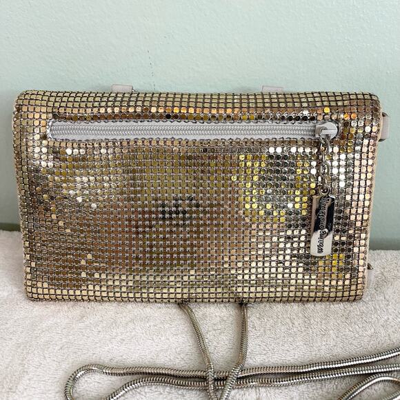 Vintage Whiting and Davis disco Light Gold Gemstone shoulder Bag wallet clutch - Picture 5 of 6